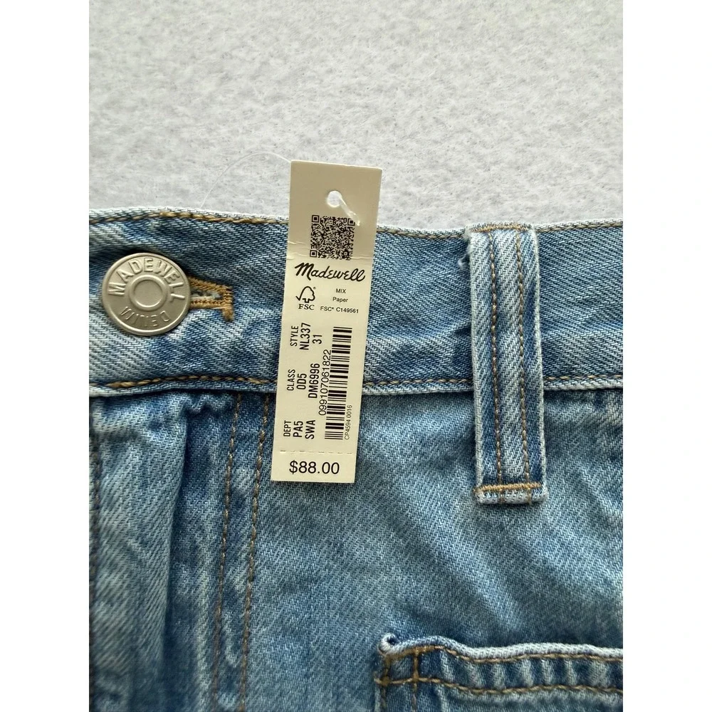 Madewell Pleated Denim Mini Skirt Light Indigo Blue Cotton Size‎ 31 NWT